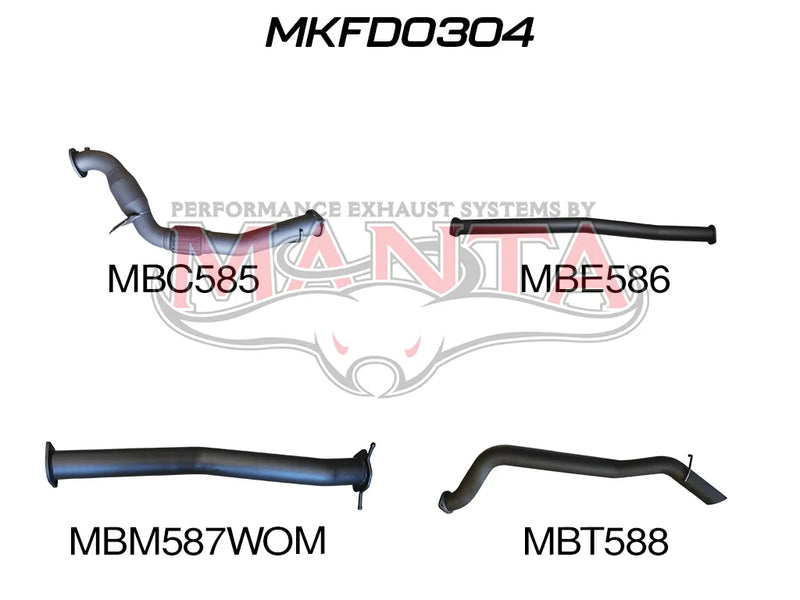 Manta Performance 3in Turbo Back With Cat, Without Muffler (Ranger (Pre-DPF) PX, PX2, 3.2L)