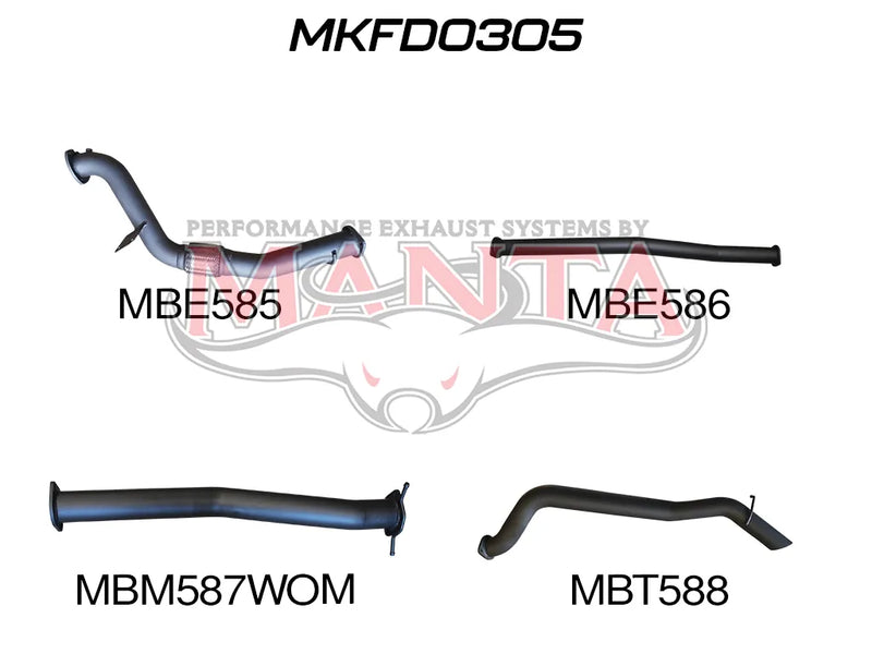 Manta Performance 3in Turbo Back Without Cat, Without Muffler (Ranger (Pre-DPF) PX, PX2, 3.2L)