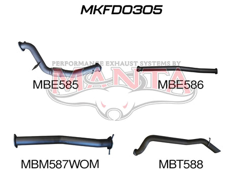 Manta Performance 3in Turbo Back Without Cat, Without Muffler (Ranger (Pre-DPF) PX, PX2, 3.2L)