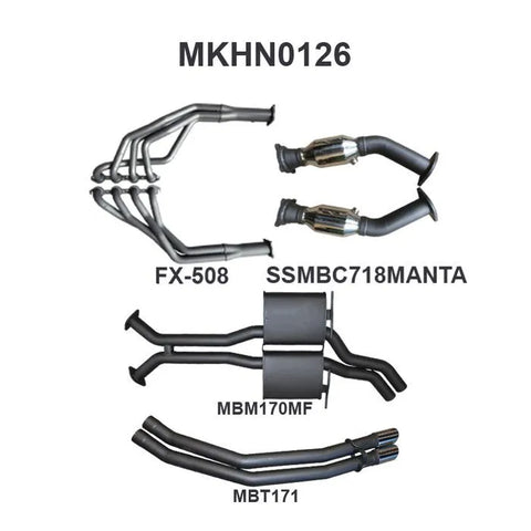 Manta Performance Dual 2.5in Exhaust with Extractors Muffler/Tailpipe (Commodore VT-VZ 97-06) — fits Holden Commodore