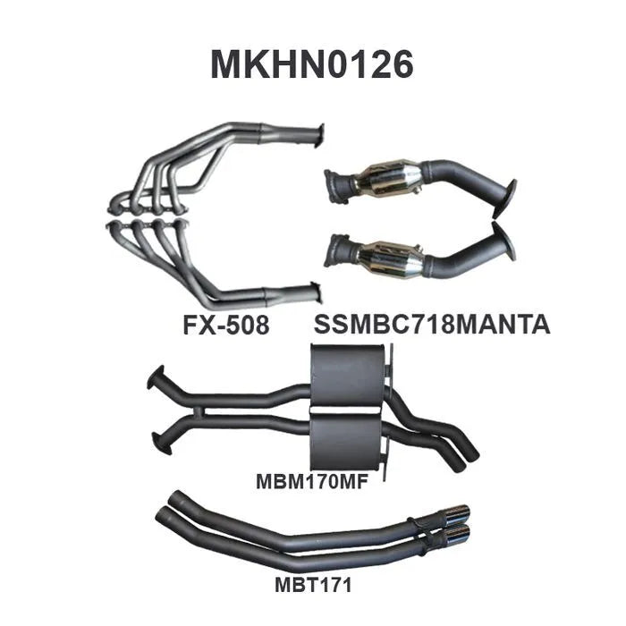Manta Performance Dual 2.5in Exhaust with Extractors Muffler/Tailpipe (Commodore VT-VZ 97-06) — fits Holden Commodore