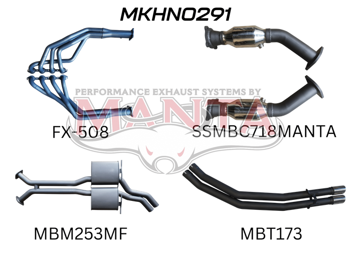 Manta Performance Dual 2.5in Exhaust with Extractors Muffler/Tailpipe (Statesman WH 99-03) — fits Holden Statesman