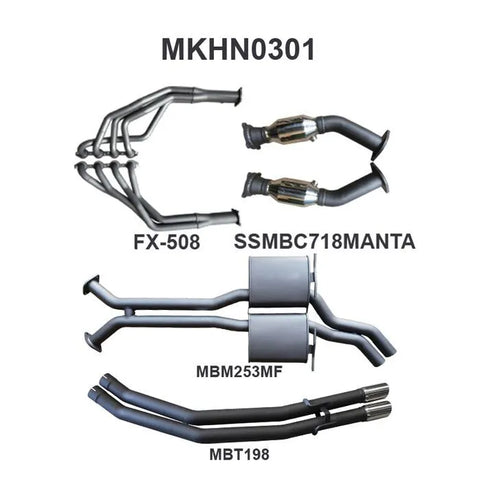 Manta Performance Dual 2.5in Exhaust with Extractors Muffler/Tailpipe (Statesman WK/WL 03-06) — fits Holden Statesman