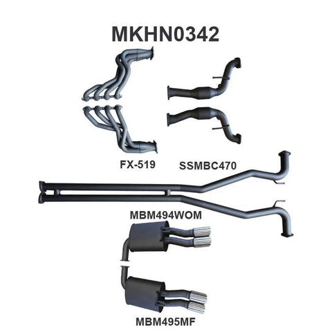 Manta Performance 2.5in Exhaust with Extractors WOM/Muffler (Commodore VF 13-17) — fits Holden Commodore V6
