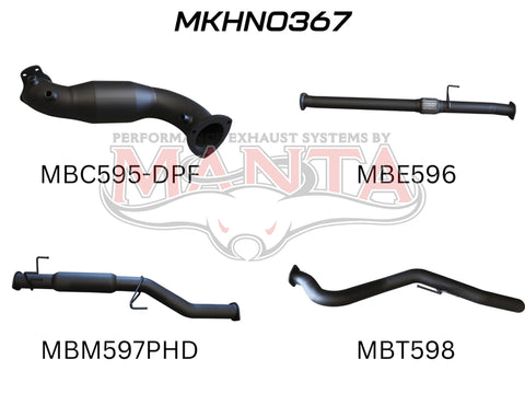 Manta Performance DPF 3in Turbo Back with Cat & with Hotdog (Colorado RG 12-16) — fits Holden Colorado