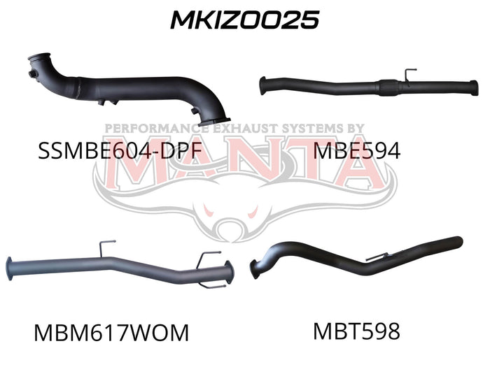 Manta Performance Turbo Back without Cat & Muffler (D-Max 20+) — fits Isuzu D-Max Rt TFS