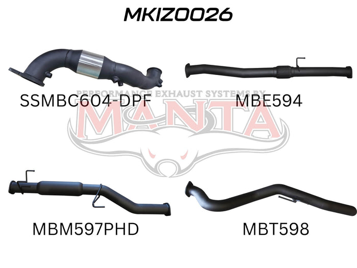 Manta Performance Turbo Back with Cat & Hotdog (D-Max 17+) — fits Isuzu D-Max Rt TFS
