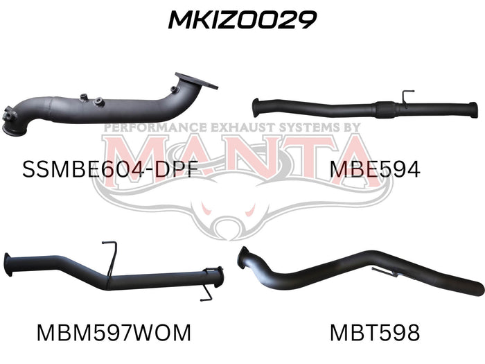 Manta Performance Turbo Back without Cat & Muffler (D-Max 17+) — fits Isuzu D-Max Rt TFS