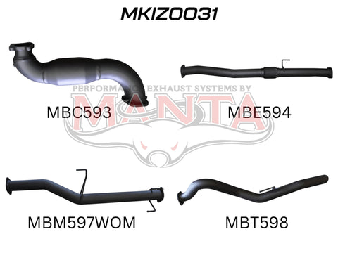 Manta Performance Exhaust Full System with Cat & without Muffler (D-Max 12+) — fits Isuzu D-Max RC TFS