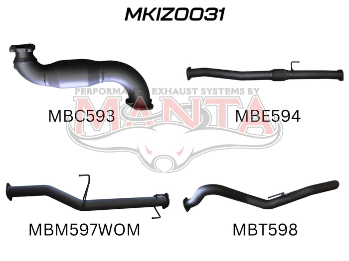 Manta Performance Exhaust Full System with Cat & without Muffler (D-Max 12+) — fits Isuzu D-Max RC TFS