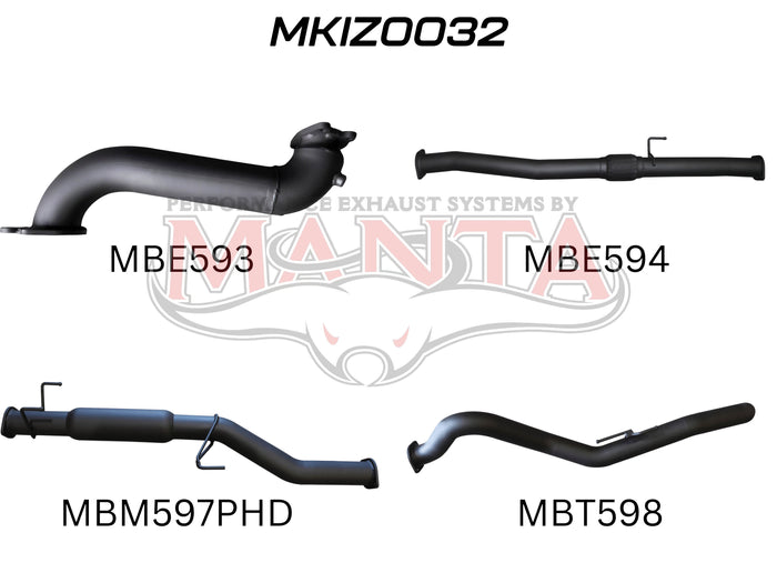 Manta Performance Exhaust Full System without Cat & with Hotdog (D-Max 12+) — fits Isuzu D-Max RC TFS