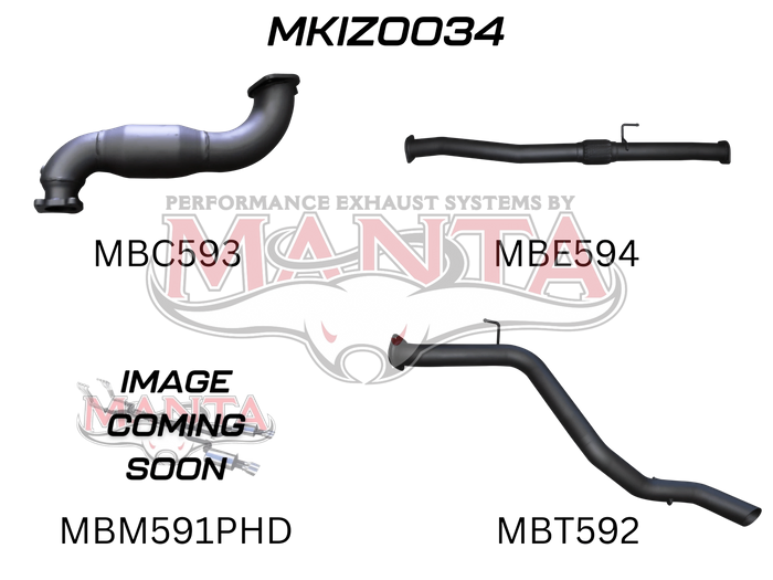 Manta Performance Exhaust Full System with Cat & with Hotdog (MU-X 12+) — fits Isuzu MU-X