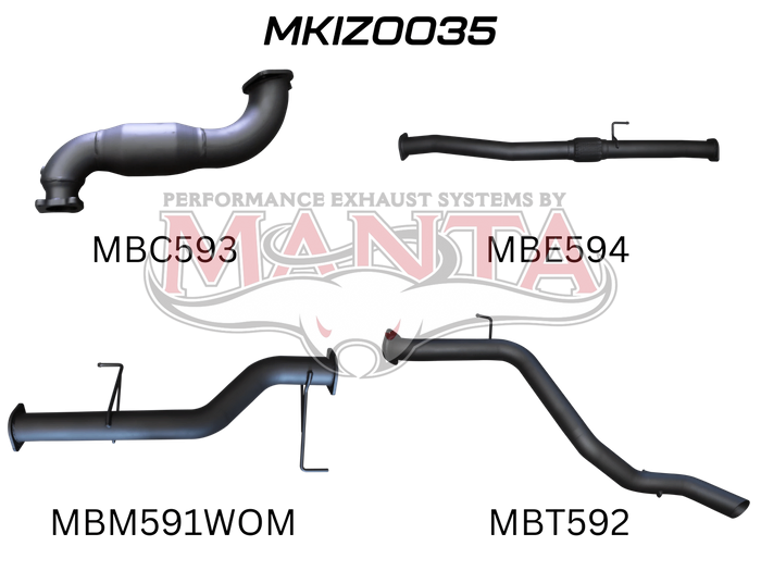 Manta Performance Exhaust Full System with Cat & without Muffler (MU-X 12+) — fits Isuzu MU-X