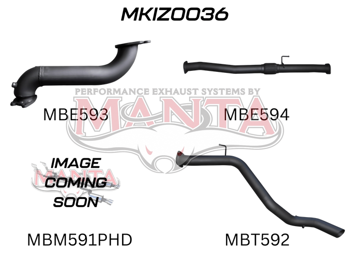 Manta Performance Exhaust Full System without Cat & with Hotdog (MU-X 12+) — fits Isuzu MU-X