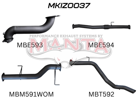Manta Performance Exhaust Full System without Cat & without Muffler (MU-X 12+) — fits Isuzu MU-X