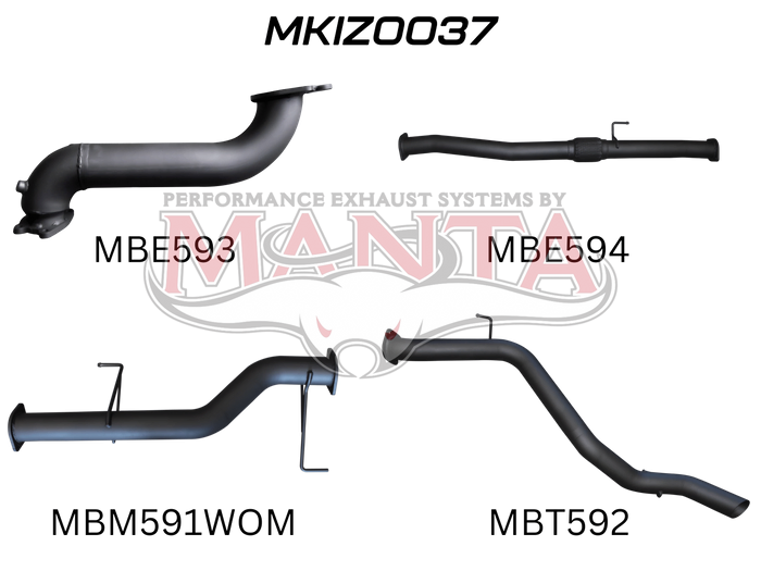 Manta Performance Exhaust Full System without Cat & without Muffler (MU-X 12+) — fits Isuzu MU-X