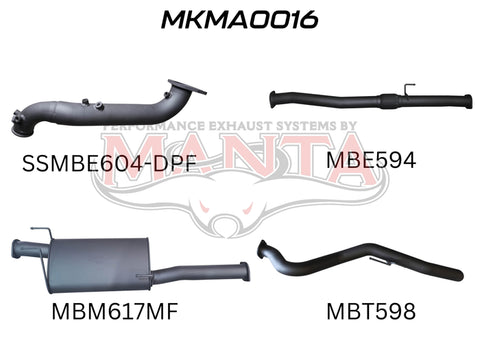 Manta Performance Turbo Back without Cat & with Muffler (BT-50 20+) — fits Mazda BT-50 UP