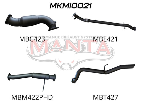 Manta Performance Exhaust Full System with Cat & with Hotdog (Triton MN 09-14) — fits Mitsubishi Triton