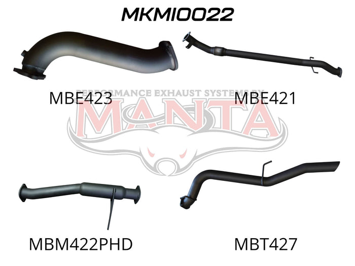 Manta Performance Exhaust Full System without Cat & with Hotdog (Triton MN 09-14) — fits Mitsubishi Triton