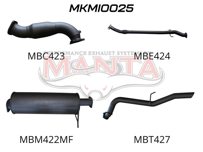 Manta Performance Exhaust Full System with Cat & with Muffler (Triton MN 09-14) — fits Mitsubishi Triton