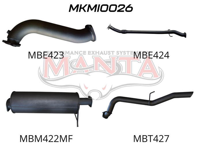 Manta Performance Exhaust Full System without Cat & with Hotdog (Triton MN 09-14) — fits Mitsubishi Triton