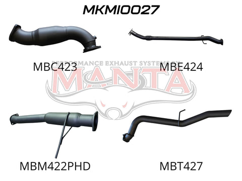 Manta Performance Exhaust Full System with Cat & with Hotdog (Triton MN 09-14) — fits Mitsubishi Triton