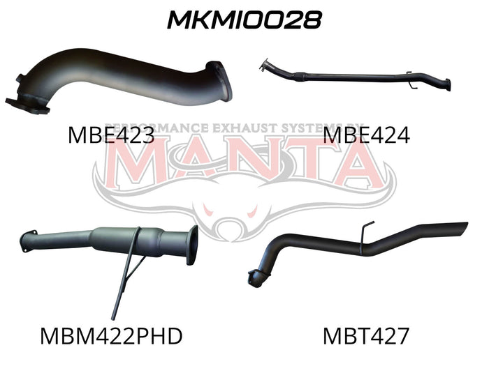 Manta Performance Exhaust Full System without Cat & with Hotdog (Triton MN 09-14) — fits Mitsubishi Triton