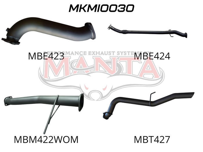 Manta Performance Exhaust Full System without Cat & without Muffler (Triton MN 09-14) — fits Mitsubishi Triton