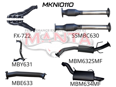 Manta Performance 3in Full System-Extractors, Hi Flow Cats, Medium, Sml Centre Muffler (Patrol Y62 V8 5.6L Wagon)...