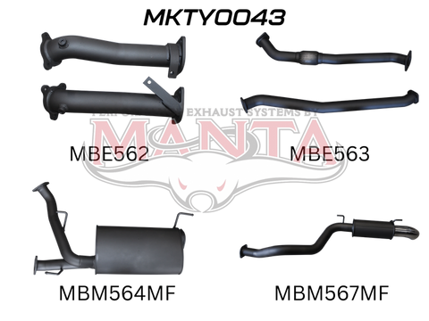 Manta Performance 2.5in Full System without Cat & without Muffler - Dump Tip (Landcruiser VDJ200 07+) — fits Toyota...