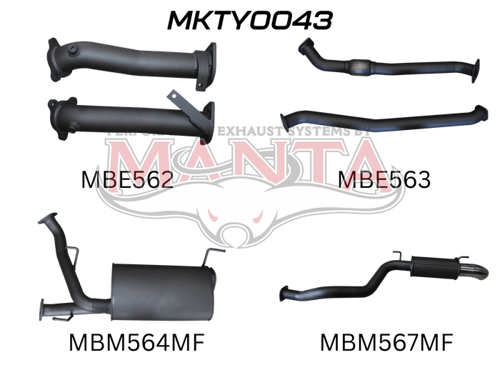 Manta Performance 2.5in Full System without Cat & without Muffler - Dump Tip (Landcruiser VDJ200 07+) — fits Toyota...