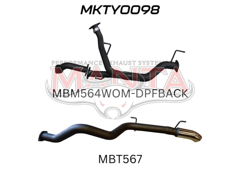 Manta Performance Dual 2.5in into Single 3in DPF Back with 4in Tip (Landcruiser VDJ200 07+)