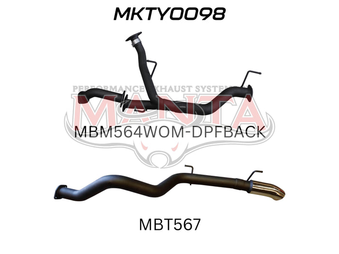 Manta Performance Dual 2.5in into Single 3in DPF Back with 4in Tip (Landcruiser VDJ200 07+)