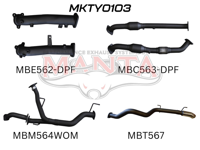 Manta Performance 2.5in DPF with Cat Pipe only Dump Tip (Landcruiser VDJ200 07+)