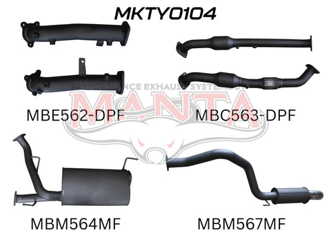 Manta Performance 2.5in DPF without Cat Muffler Center & Rear Dump Tip (Landcruiser VDJ200 07+)