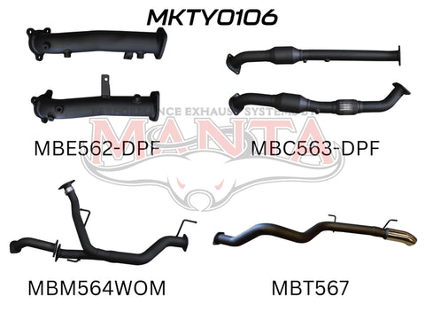 Manta Performance 2.5in DPF without Cat Pipe only Dump Tip (Landcruiser VDJ200 07+)