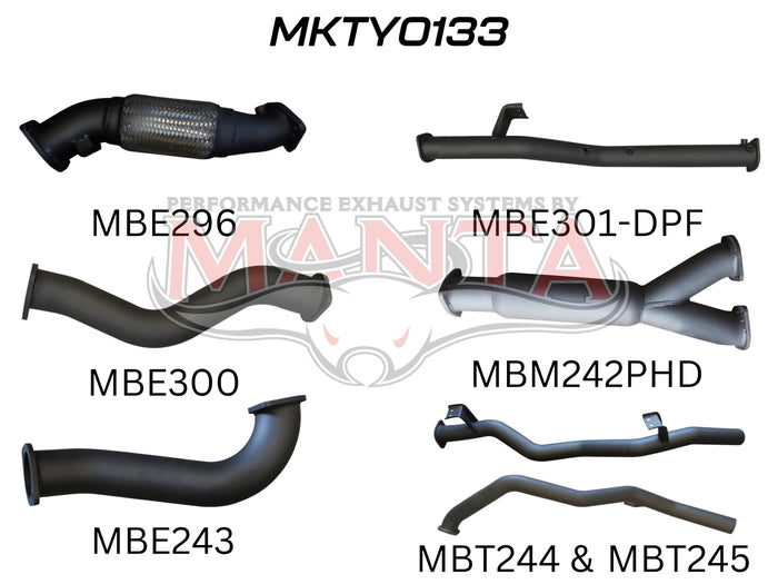 Manta Performance Dual 3in without Cat, WOM DPF (Landcruiser VDJ79 07+) — fits Toyota Landcruiser 79 Series