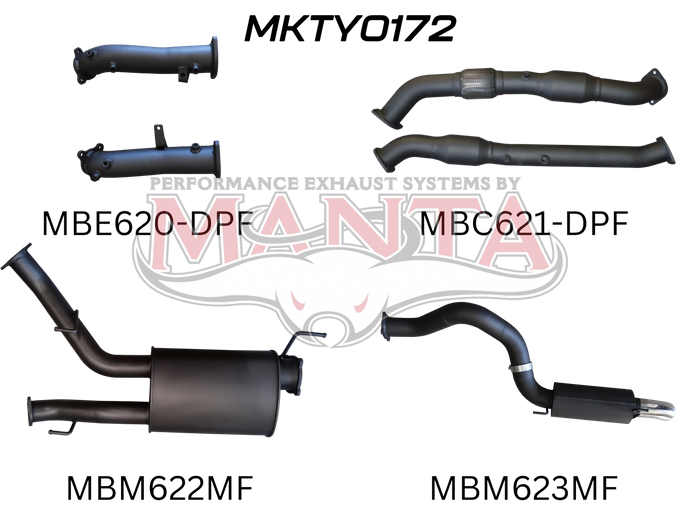 Manta Performance Dual 3in with Cat & Muffler 4in Tailpipe with Rear MUF (Landcruiser VDJ200 07+)