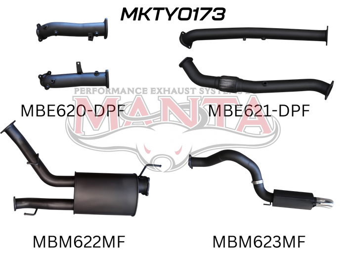 Manta Performance Dual 3in without Cat, Muffler, 4in Tailpipe with Rear MUF (Landcruiser VDJ200 07+)