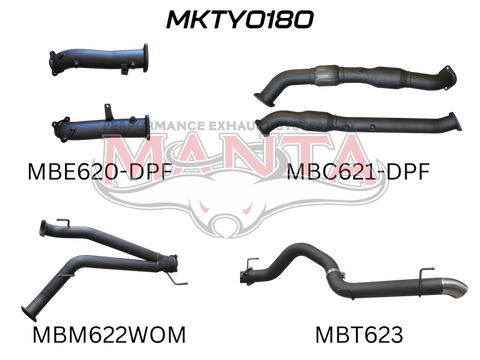 Manta Performance Dual 3in Turbo Back with Cat, No Muffler, 4in Tailpipe Exit (Landcruiser VDJ200 07+) — fits Toyot...