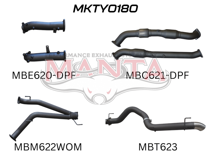 Manta Performance Dual 3in Turbo Back with Cat, No Muffler, 4in Tailpipe Exit (Landcruiser VDJ200 07+) — fits Toyot...