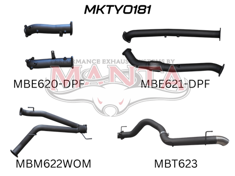 Manta Performance Dual 3in Turbo Back Pipe Only System 4in Tailpipe Exit (Landcruiser VDJ200 07+) — fits Toyota Lan...