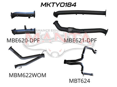 Manta Performance Dual 3in Turbo Back without Cat, No Muffler, L&R Exit (Landcruiser VDJ200 07+)