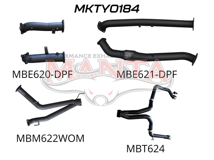 Manta Performance Dual 3in Turbo Back without Cat, No Muffler, L&R Exit (Landcruiser VDJ200 07+)