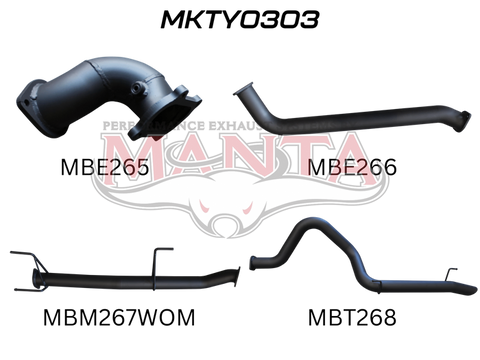 Manta Performance 3in without Center Muffler & with Rear Muffler (Landcruiser HDJ100 98-07) — fits Toyota Landcruis...