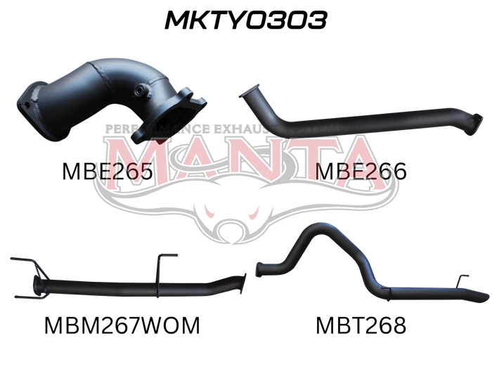 Manta Performance 3in without Center Muffler & with Rear Muffler (Landcruiser HDJ100 98-07) — fits Toyota Landcruis...