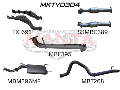 Manta Performance 3in Exhaust with Center Muffler & Rear Tailpipe (Landcruiser UZJ100 98-07) — fits Toyota Landcrui...