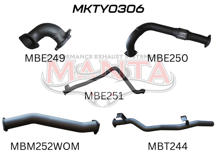 Manta Performance 3in Turbo Back without Muffler (Landcruiser HDJ79 90+) — fits Toyota Landcruiser 78 Series