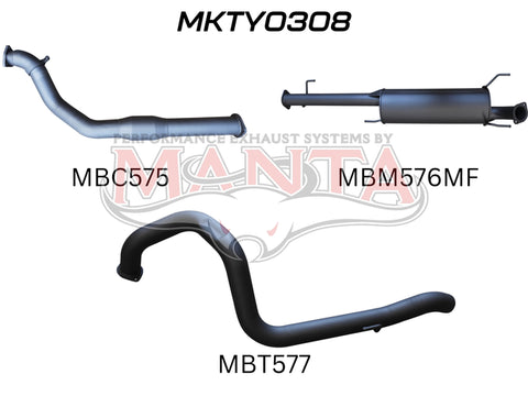 Manta Performance 3in with Cat, No Rear Muffler (Prado KDJ120/150 02+)
