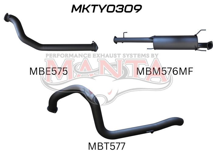Manta Performance 3in No Cat & No Rear Muffler (Prado KDJ120/150 02+) — fits Toyota Landcruiser Prado 150 Series